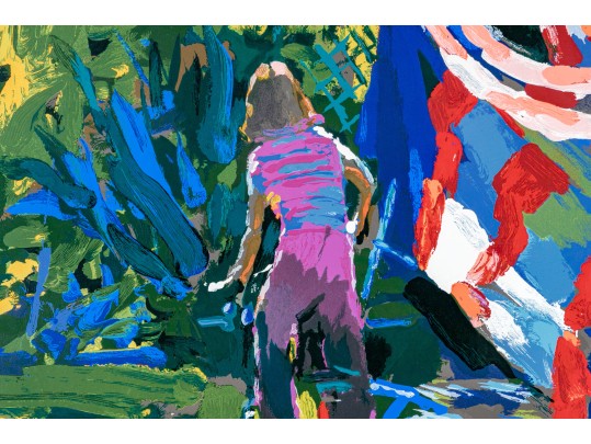 Nicola Simbari (Italian 1927 - 2012) Signed & Numbered Serigraph Boy On Bike