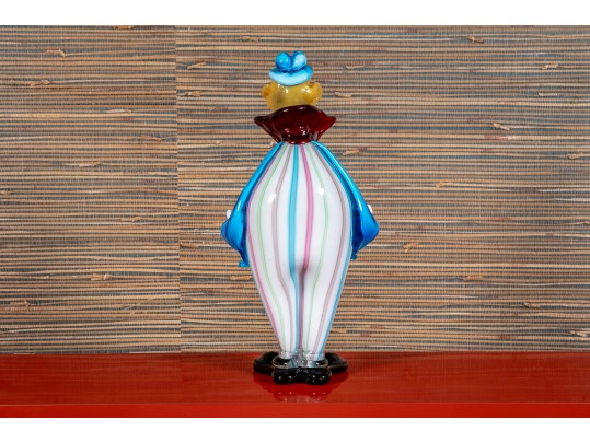 Playful Veteria Pitau Italian Made Polychrome Glass Clown