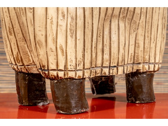 Fantastic Artisanal Carved And Painted Wooden Alpaca