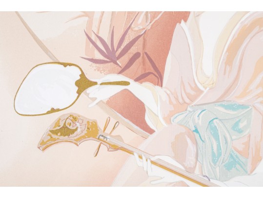 Ayers Over-sized Numbered Limited Edition Litho Geisha With Shamisen