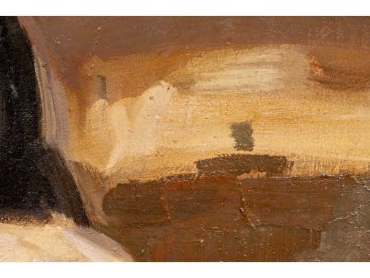 Over-Sized Oil On Linen Framed Portrait Of Women & Children