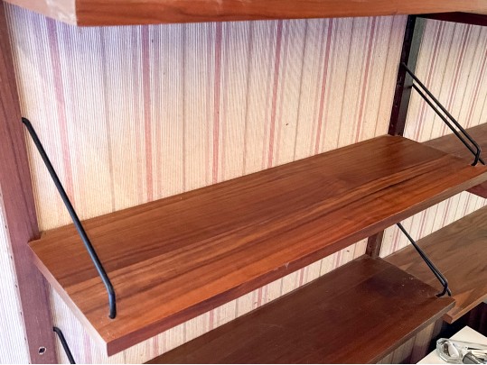 Mid Century Modern Wall Mounted Teak Shelving Unit