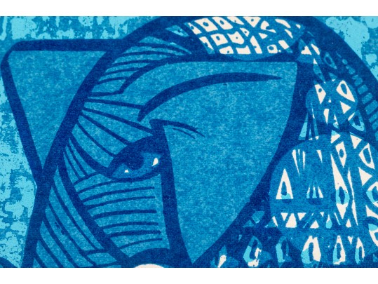 David Weidman (Am, B. 1921) Blue Elephant Signed Print