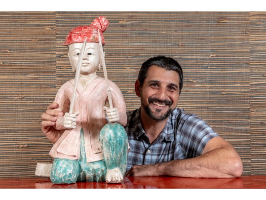 Thai Carved And Polychrome Finished Wooden Burmese Soldier