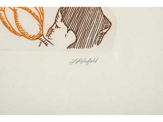 Lawrence Lerfald (Am. B. 1938) Set Of 4 Framed Etchings With Aquatics & Butterflies