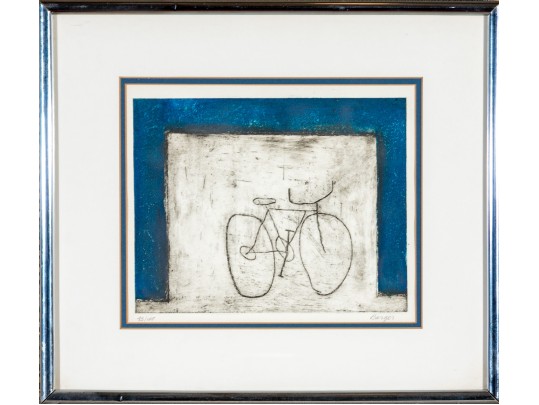 Peter Barger (Am. B. 1947) Signed & Numbered Etching With Bicycle