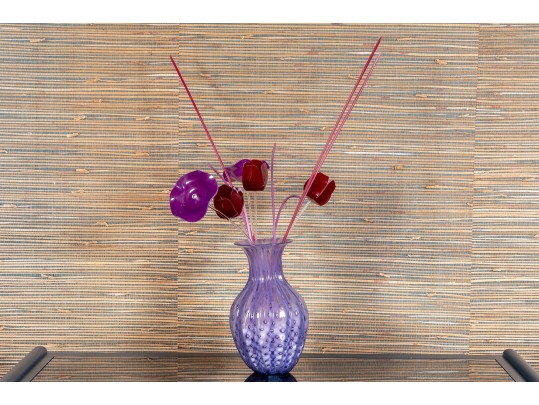 Lovely Handblown Glass Vase With Decorative Acrylic Stemmed Flowers
