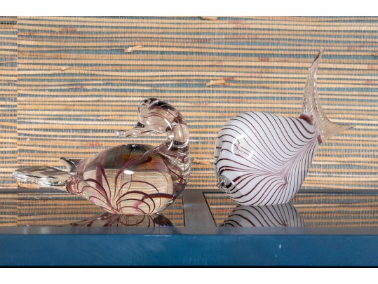 Two Fabulously Crafted Crystal Models Of A Bird And Seabird