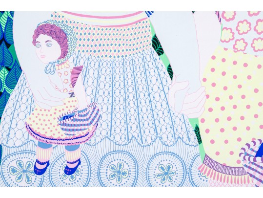 Daniele Akmen (Monaco, B. 1945) Signed Numbered Serigraph Girls With Doll & Basket