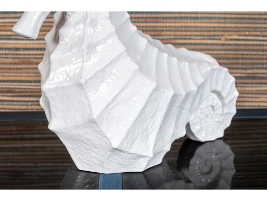 Gorgeous Italian White Glazed Ceramic Seahorse