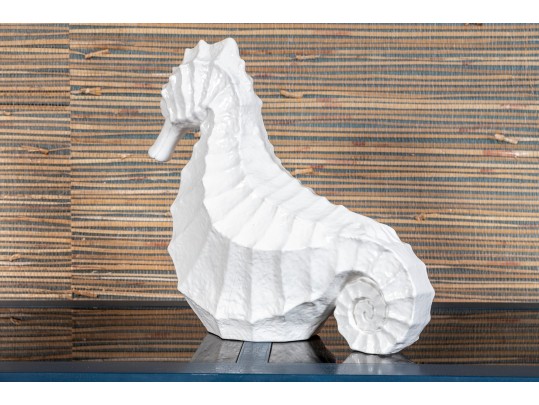 Gorgeous Italian White Glazed Ceramic Seahorse