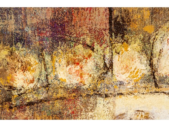 Rosina Lyford (British, 1936-) Woman With Hat & Flowers Oil On Canvas