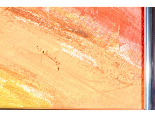 Signed Mixed Media Abstract On Canvas