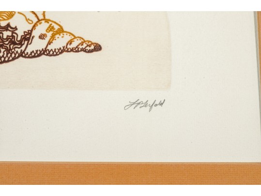 Lawrence Lerfald (Am. B. 1938) Set Of 4 Framed Etchings With Aquatics & Butterflies