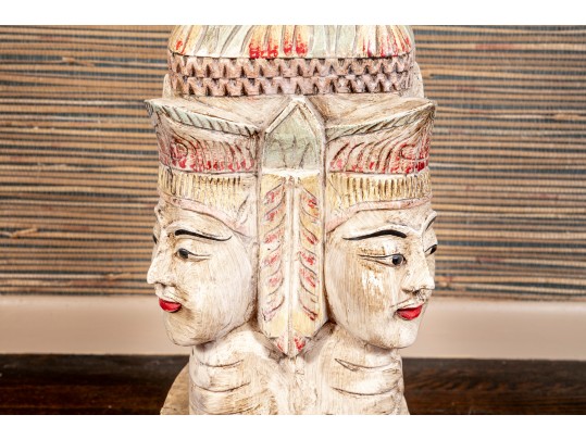 Impressive East Asian Figural Carved Architectural Sculpture