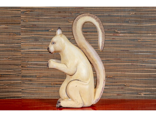 Artisanal Carved And Paint Finished Wooden Squirrel