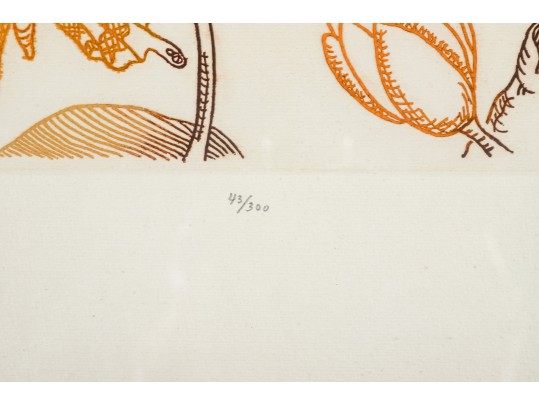 Lawrence Lerfald (Am. B. 1938) Set Of 4 Framed Etchings With Aquatics & Butterflies