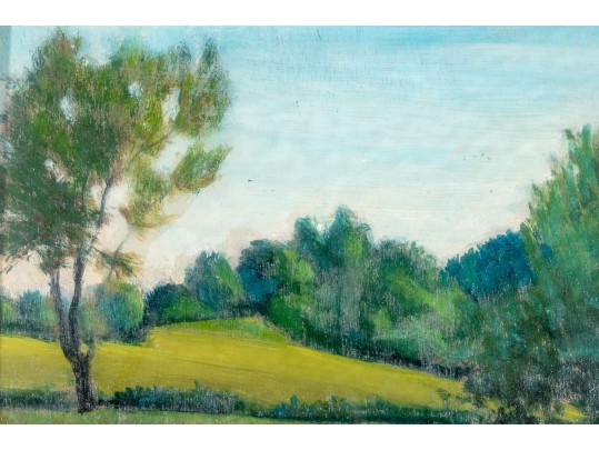 Signed Oil On Mason Board Landscape