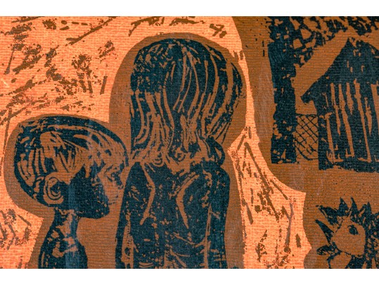 David Weidman (Am, B. 1921) Signed Print Children & Pet