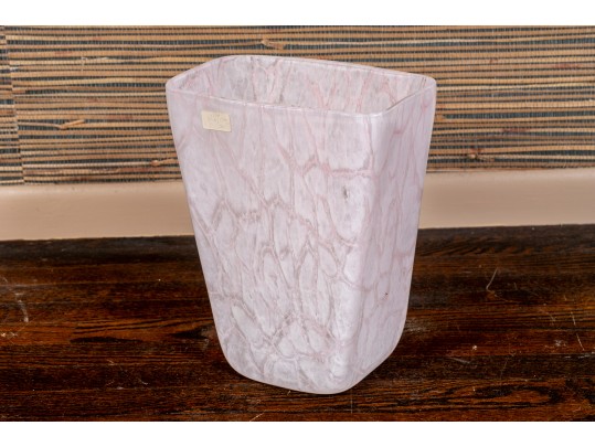 Italian Made Decorative Marbled Glass Bin Or Vase 