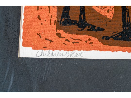 David Weidman (Am, B. 1921) Signed Print Children & Pet