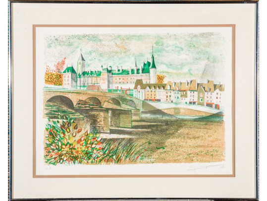 Claude Grosperrin (French, 1936-1977)  Pencil Signed Artist Proof Of Two Chateaus