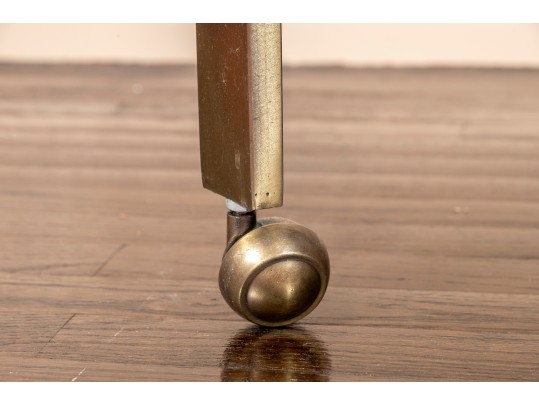 Vintage MCM Brass And Glass Barcart On Casters