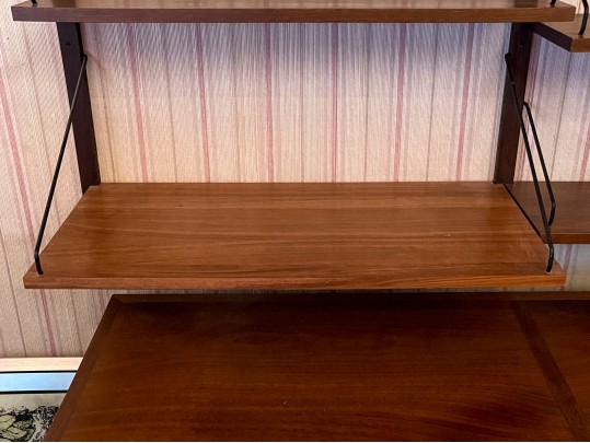 Handsome Mid Century Modern Wall Mounted Shelving Unit