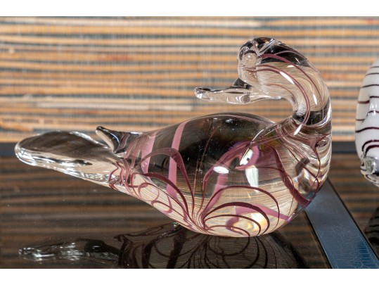 Two Fabulously Crafted Crystal Models Of A Bird And Seabird