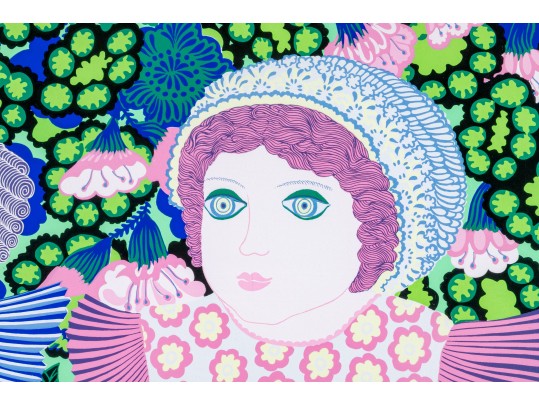 Daniele Akmen (Monaco, B. 1945) Signed Numbered Serigraph Girls With Doll & Basket