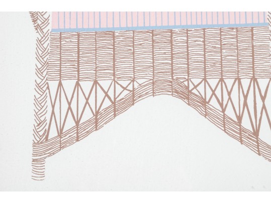 Katherine E. Parker (Am. 1949 - 2004) Pair Of Signed & Numbered Wicker Chair Lithographs