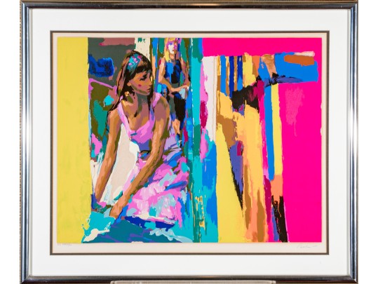 Nicola Simbari (Italian 1927 - 2012) Signed & Numbered Serigraph Artist Proof Girl In Pink Dress