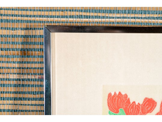 Motoi Oi (Jap. Am. 1910-2004) Retro Woodblock Print Girl Puppies