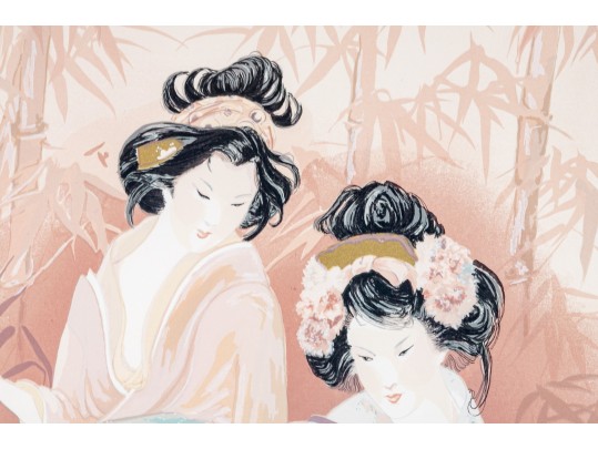 Ayers Over-sized Numbered Limited Edition Litho Geisha With Shamisen