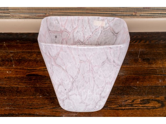 Italian Made Decorative Marbled Glass Bin Or Vase 