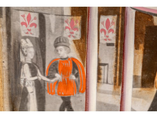 Palladio Italy Mid Century Oil On Mason Board Renaissance Scene