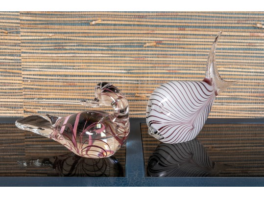 Two Fabulously Crafted Crystal Models Of A Bird And Seabird