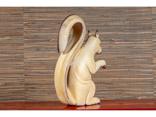 Artisanal Carved And Paint Finished Wooden Squirrel