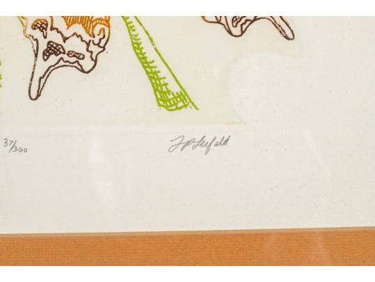 Lawrence Lerfald (Am. B. 1938) Set Of 4 Framed Etchings With Aquatics & Butterflies