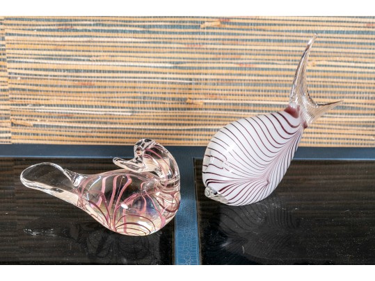 Two Fabulously Crafted Crystal Models Of A Bird And Seabird