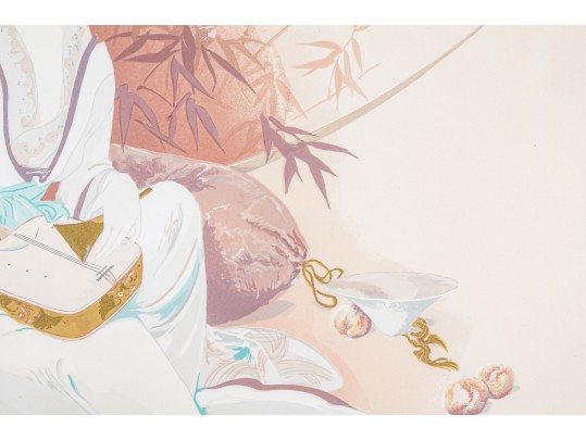 Ayers Over-sized Numbered Limited Edition Litho Geisha With Shamisen
