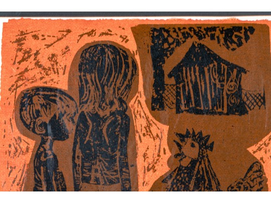 David Weidman (Am, B. 1921) Signed Print Children & Pet