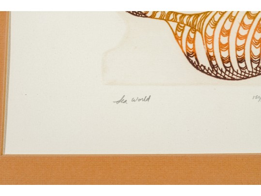 Lawrence Lerfald (Am. B. 1938) Set Of 4 Framed Etchings With Aquatics & Butterflies