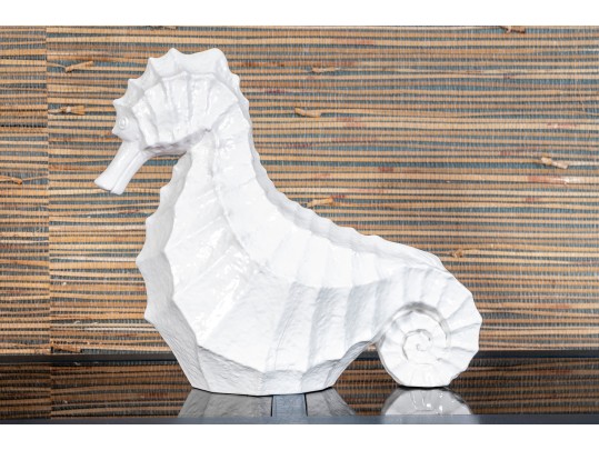 Gorgeous Italian White Glazed Ceramic Seahorse