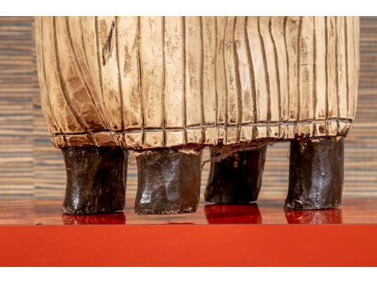 Fantastic Artisanal Carved And Painted Wooden Alpaca