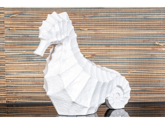 Gorgeous Italian White Glazed Ceramic Seahorse