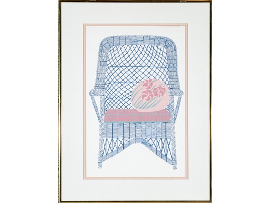 Katherine E. Parker (Am. 1949 - 2004) Pair Of Signed & Numbered Wicker Chair Lithographs