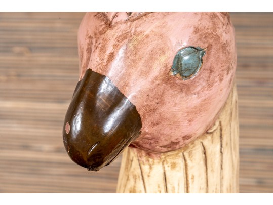 Fantastic Artisanal Carved And Painted Wooden Alpaca