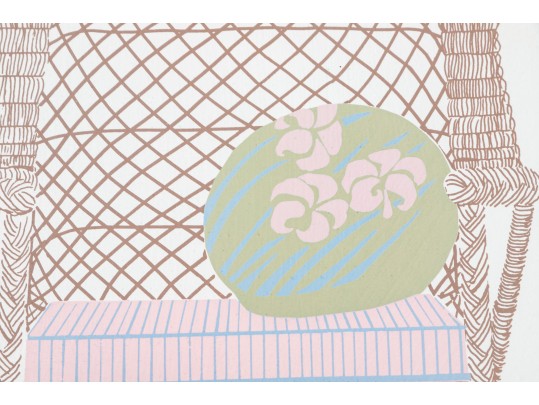 Katherine E. Parker (Am. 1949 - 2004) Pair Of Signed & Numbered Wicker Chair Lithographs