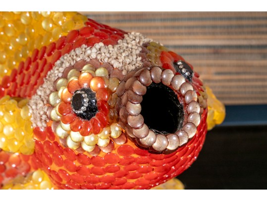 Decorative Mixed Media Marine Sculpture With Fish, Made In Thailand